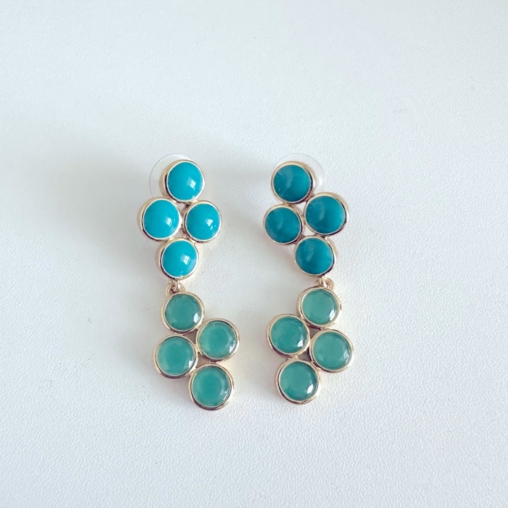 Cute gold and blue earrings chunky dangly J crew earrings